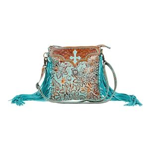 Turquoise ENSURE HAND-TOOLED BAG Myra Bag